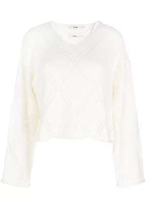 b+ab open-knit V-neck jumper - White