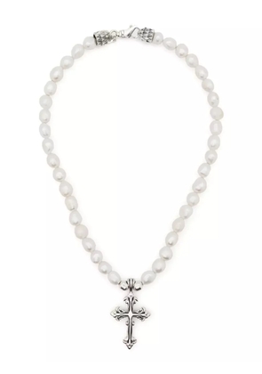 Emanuele Bicocchi cross-pendant pearl necklace - Silver