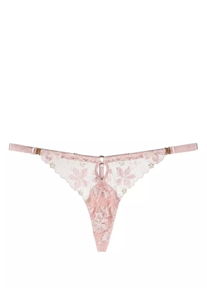 Bordelle Vita floral-embroidered thong - Pink