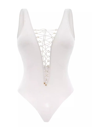Noire Swimwear lace-up swimsuit - White