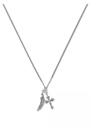 Emanuele Bicocchi feather and cross necklace - Silver