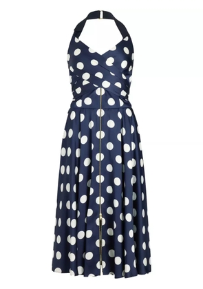 Patou halterneck satin midi dress - Blue