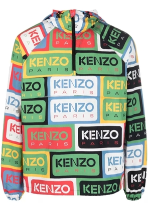 Kenzo labl-print half-zip windbreaker - Green