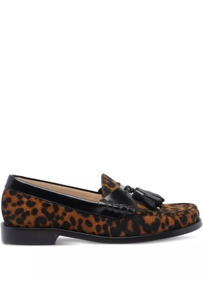 Stuart Weitzman tassel-embellished leopard-print loafers - Brown