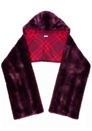 Burberry faux-fur hooded scarf - Red