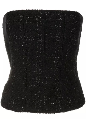 Gloria Coelho metallic check-pattern strapless top - Black