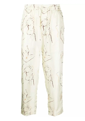 Nanushka graphic-print cropped trousers - Neutrals