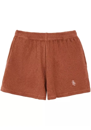 Sporty & Rich logo-embroidered towelling-finish shorts - Orange