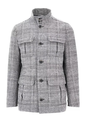 Herno checked single breasted coat - Grey