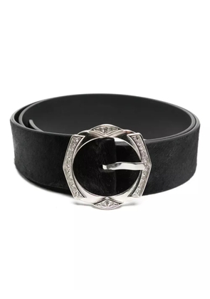 Madison.Maison crystal-embellished leather belt - Black