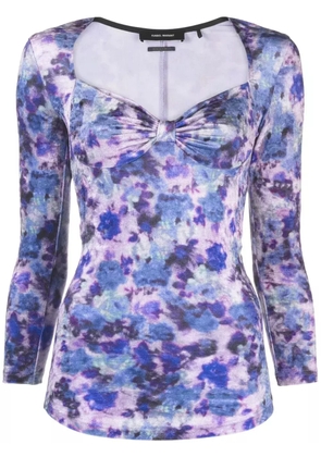 ISABEL MARANT Gubaia floral-printed velvet top - Purple
