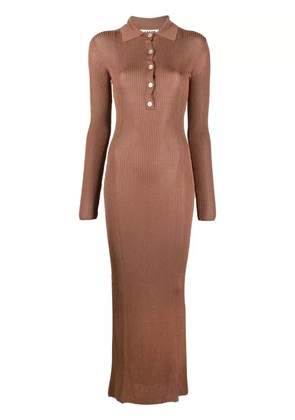 AERON GLENN ribbed-knit polo dress - Brown