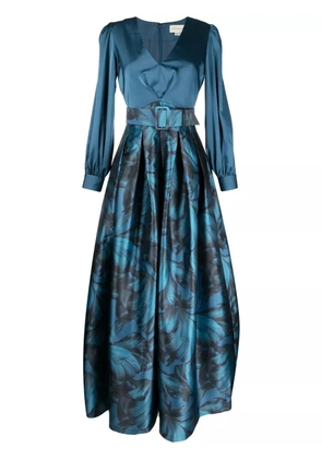 Sachin & Babi Zoe floral-print satin gown - Blue