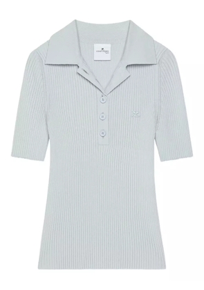 Courrèges ribbed short-sleeve polo top - Blue