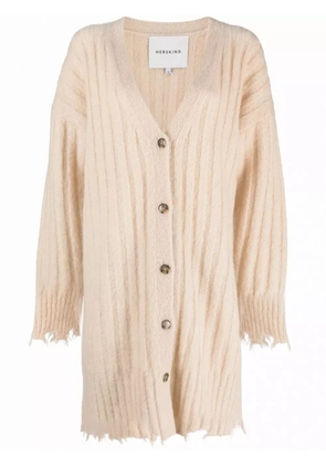 HERSKIND Base distressed ribbed cardi-coat - Neutrals