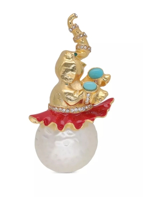 Kenneth Jay Lane Vintage pre-owned Juggling Elephant brooch - Gold