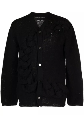 Comme des Garçons Homme Plus braided-band V-neck cardigan - Black