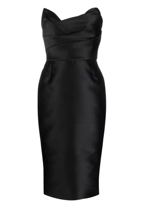 Marchesa strapless satin midi dress - Black