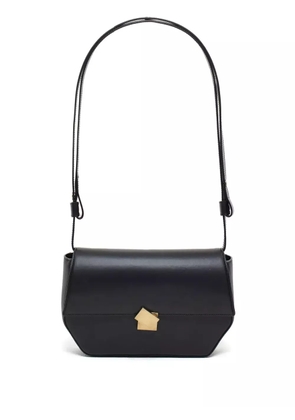 Closed gold tone hardware shoulder bag - Black