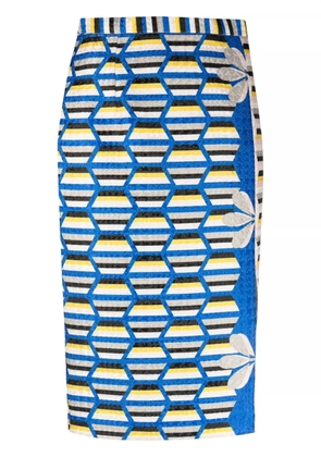 Gemy Maalouf geometric-pattern high-waist midi skirt - Blue