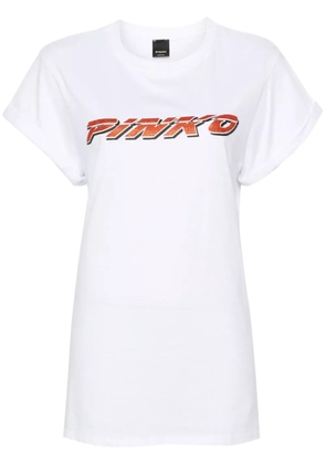 PINKO rhinestone-logo cotton T-shirt - White