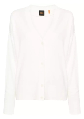 BOSS V-neck ribbed-knit cardigan - White