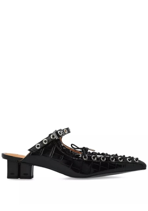 GANNI 50mm buckle-fastening lace-up mules - Black