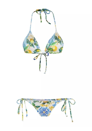 Brigitte lemon-print bikini set - White