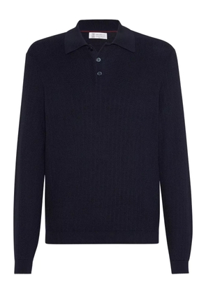 Brunello Cucinelli ribbed long-sleeve polo shirt - Blue