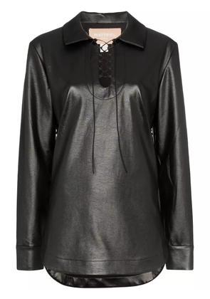 Materiel faux leather lace-up top - Black