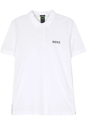 BOSS logo-rubberised polo shirt - White