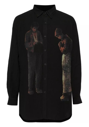 Yohji Yamamoto art-print panelled shirt - Black
