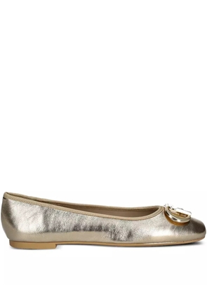 LIU JO metallic-effect leather ballerina shoes - Gold