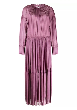Vince shirred-neck long-sleeved dress - Purple