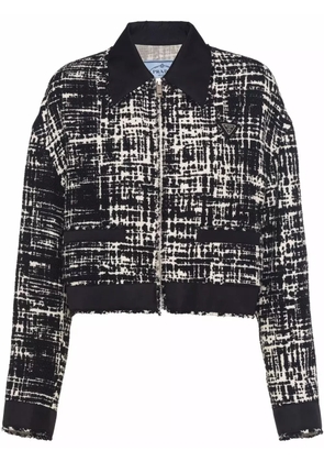 Prada Re-Nylon cropped tweed jacket - Black
