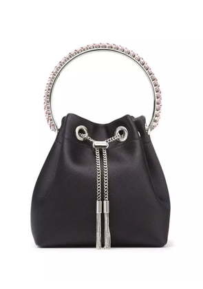 Jimmy Choo Bon Bon crystal-embellished satin bag - Black