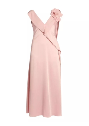 ERDEM floral-embellished ruffled midi dress - Pink