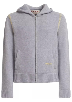 Marni logo-embroidered cardigan - Grey