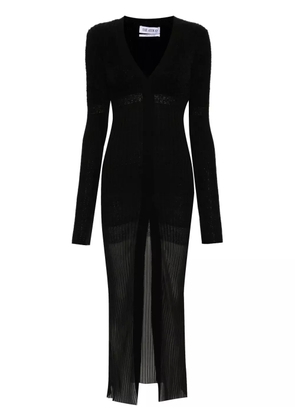 The Attico V-neck ribbed midi dress - Black