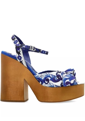 Dolce & Gabbana 125mm floral-motif heeled sandals - White