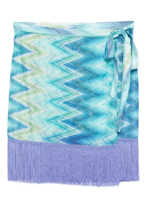 Missoni fringed wrap mini skirt - Blue