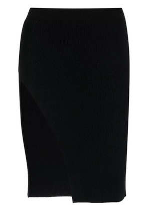 Laneus ribbed-knit asymmetric midi skirt - Black