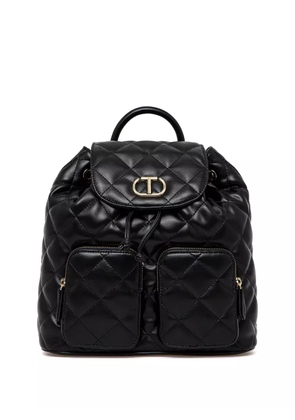 TWINSET logo-plaque quilted backpack - Black