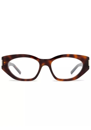 Saint Laurent Eyewear logo-print glasses - Brown