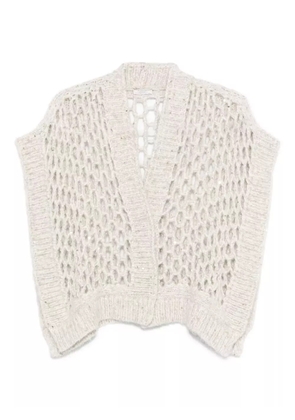 Peserico sequin-embellished open-knit cardigan - Grey