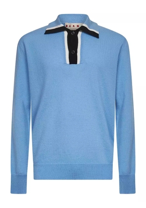 Marni ribbed-collar striped polo shirt - Blue