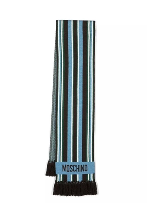 Moschino logo-intarsia striped scarf - Blue