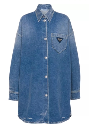 Prada triangle-logo denim shirt - Blue