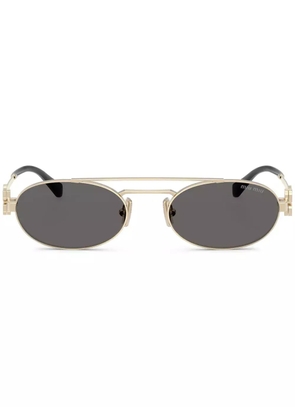 Miu Miu Eyewear logo-lettering sunglasses - Gold