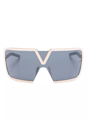 VALENTINO GARAVANI EYEWEAR V-Romask shield-frame sunglasses - Brown